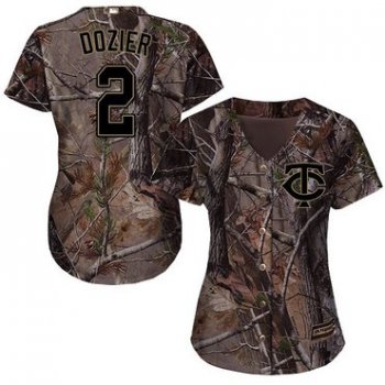 Minnesota Twins #2 Brian Dozier Camo Realtree Collection Cool Base Women's Stitched Baseball Jersey