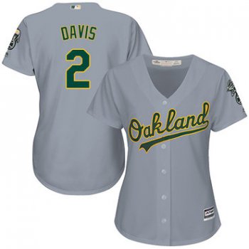Oakland Athletics #2 Khris Davis Grey Road Women's Stitched Baseball Jersey