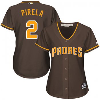 San Diego Padres #2 Jose Pirela Brown Alternate Women's Stitched Baseball Jersey