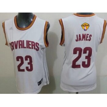 Women's Cleveland Cavaliers #23 LeBron James White 2016 The NBA Finals Patch Jersey