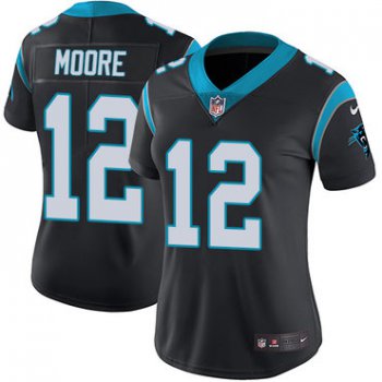 Nike Panthers #12 DJ Moore Black Team Color Women's Stitched NFL Vapor Untouchable Limited Jersey