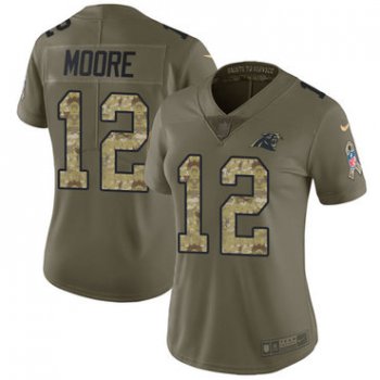 Nike Panthers #12 DJ Moore Olive Camo Women's Stitched NFL Limited 2017 Salute to Service Jersey