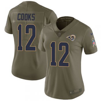 Nike Rams #12 Brandin Cooks Olive Women's Stitched NFL Limited 2017 Salute to Service Jersey