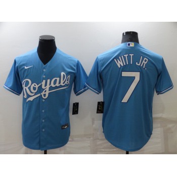 Men's Kansas City Royals #7 Bobby Witt Jr Light Blue Cool Base Stitched MLB Jersey
