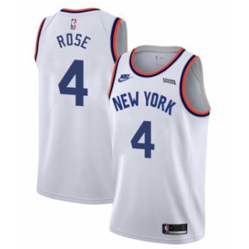 New Yok Knicks #4 Derrick Rose White 2021-2022 City Edition Stitched Jersey