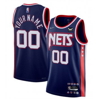 Men's Brooklyn Nets Active Player Custom 2021-2022 Navy Swingman City Edition 75th Anniversary Stitched Basketball Jersey