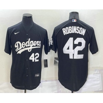 Men's Los Angeles Dodgers #42 Jackie Robinson Number Black Turn Back The Clock Stitched Cool Base Jersey