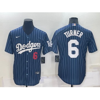 Men's Los Angeles Dodgers #6 Trea Turner Navy Cool Base Stitched Baseball Jersey