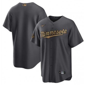 Men's Minnesota Twins Blank Charcoal 2022 All-Star Cool Base Stitched Baseball Jersey