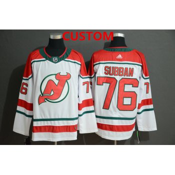 Men's New Jersey Devils Custom White Adidas Jersey
