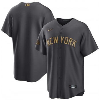 Men's New York Yankees Blank Charcoal 2022 All-Star Cool Base Stitched Baseball Jersey