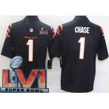 Youth Cincinnati Bengals #1 Ja'Marr Chase Limited Black 2022 Super Bowl LVI Bound Vapor Jersey