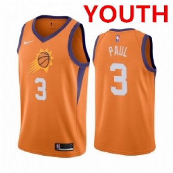 Youth phoenix suns #3 chris paul 2020-21 association edition orange jersey