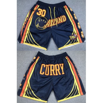 Men's Golden State Warriors #30 Stephen Curry Navy Shorts(Run Small)