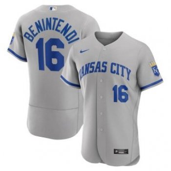 Men's Kansas City Royals #16 Andrew Benintendi Grey Flex Base Stitched Jersey