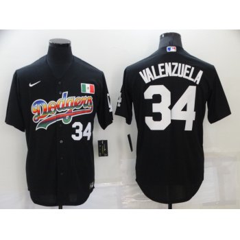 Men's Los Angeles Dodgers #34 Fernando Valenzuela Black Stitched MLB Cool Base Nike Fashion Jersey