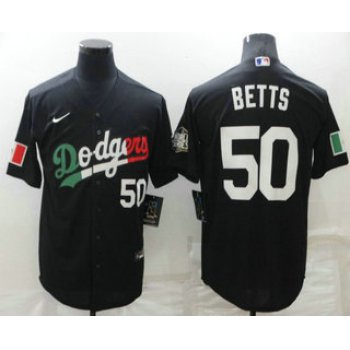 Men's Los Angeles Dodgers #50 Mookie Betts Black Mexico 2020 World Series Cool Base Nike Jersey