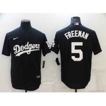 Men's Los Angeles Dodgers #5 Freddie Freeman Black Cool Base Stitched Baseball Jerseys