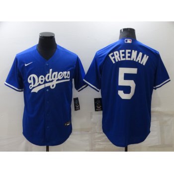 Men's Los Angeles Dodgers #5 Freddie Freeman Royal Cool Base Stitched Baseball Jersey