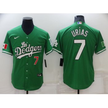 Men's Los Angeles Dodgers #7 Julio Urias Green With Los 2021 Mexican Heritage Stitched Baseball Jersey