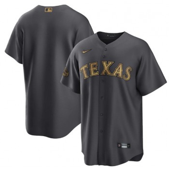 Men's Texas Rangers Blank Charcoal 2022 All-Star Cool Base Stitched Baseball Jersey