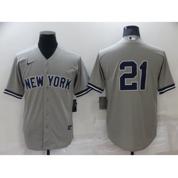 Men's New York Yankees #21 Paul ONeill Grey Stitched MLB Nike Cool Base Jersey