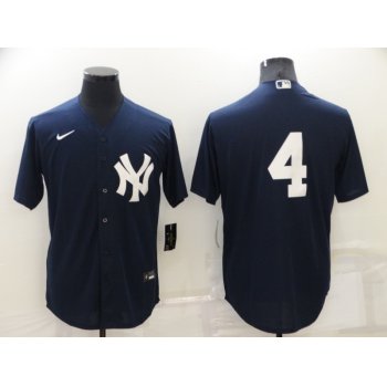 Men's New York Yankees #4 Lou Gehrig No Name Black Stitched Nike Cool Base Throwback Jersey