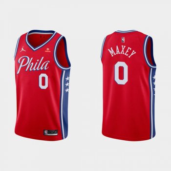 Men's Philadelphia 76ers Tyrese Maxey Red Statement Edition Stitched Jersey