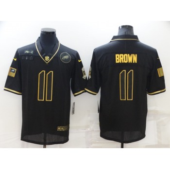 Men's Philadelphia Eagles #11 A. J. Brown 2020 Black Gold Salute To Service Limited Stitched NFL Jersey