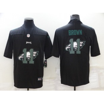 Men's Philadelphia Eagles #11 A. J. Brown Black Shadow Logo Limited Stitched Jersey