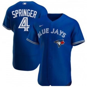 Men's Toronto Blue Jays #4 George Springer Royal Flex Base Stitched Jersey