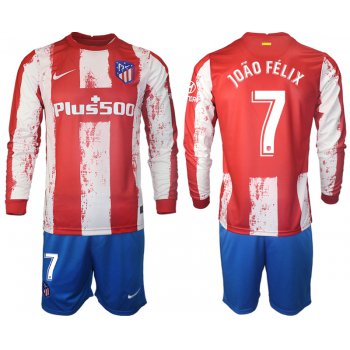 Men 2021-2022 Club Atletico Madrid home red Long Sleeve 7 Soccer Jersey