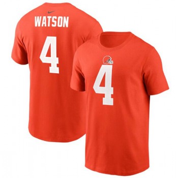 Men's Cleveland Browns #4 Deshaun Watson 2022 Orange Name & Number T-Shirt