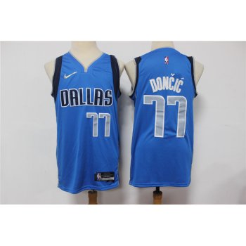 Men's Dallas Mavericks #77 Luka Doncic 75th Anniversary Diamond Blue 2021 Stitched Jersey