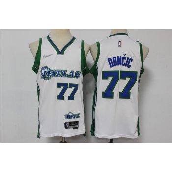 Men's Dallas Mavericks #77 Luka Doncic White Nike Diamond 2022 City Edition Swingman Stitched Jersey