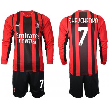 Men 2021-2022 Club Ac Milan home red Long Sleeve 7 Soccer Jersey