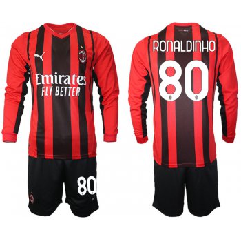 Men 2021-2022 Club Ac Milan home red Long Sleeve 80 Soccer Jersey