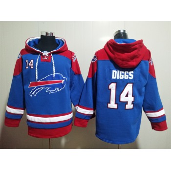 Men's Buffalo Bills #14 Stefon Diggs Blue Ageless Must Have Lace Up Pullover Hoodie