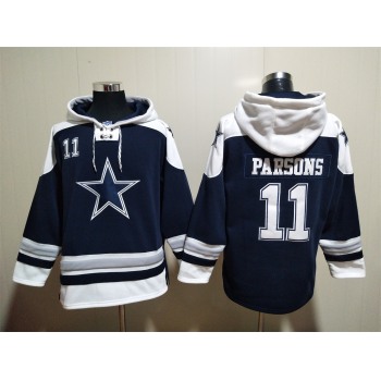 Men's Dallas Cowboys #11 Micah Parsons Navy Blue Ageless Must Have Lace Up Pullover Hoodie