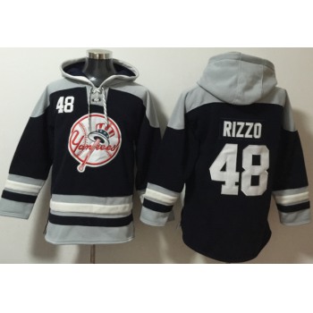 Men's New York Yankees #48 Anthony Rizzo Navy Blue Ageless Must Have Lace Up Pullover Hoodie