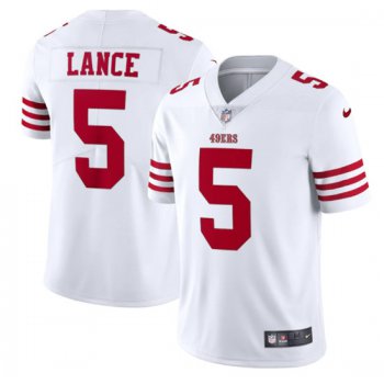 Men's San Francisco 49ers #5 Trey Lance 2022 New White Vapor Untouchable Stitched Jersey
