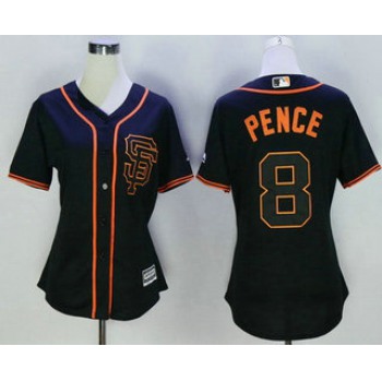 Women's San Francisco Giants #8 Hunter Pence Black SF Cool Base Baseball Jersey