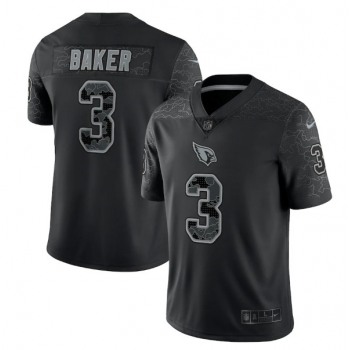 Men's Arizona Cardinals #3 Budda Baker Black Reflective Limited Stitched Football Jersey