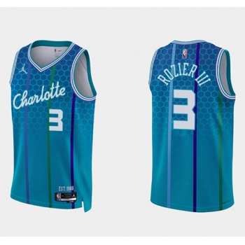 Men's Charlotte Hornets #3 Terry Rozier III Blue 75th Anniversary City Stitched Basketball Jersey