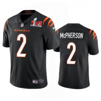 Men's Cincinnati Bengals #2 Evan McPherson 2022 Black Super Bowl LVI Vapor Limited Stitched Jersey