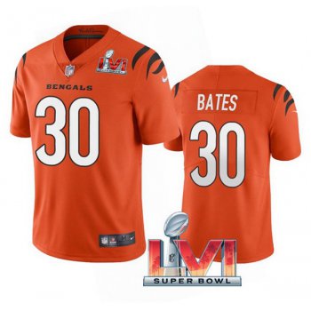 Men's Cincinnati Bengals #30 Jessie Bates 2022 Orange Super Bowl LVI Vapor Limited Stitched Jersey