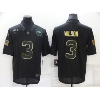 Men's Denver Broncos #3 Russell Wilson Black 2020 Salute To Service Stitched NFL Nike Limited Jersey