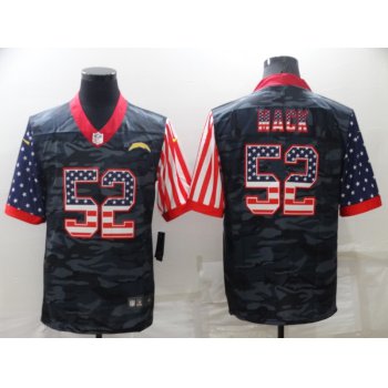 Men's Los Angeles Chargers #52 Khalil Mack Camo USA Flag Limited Stitched Jersey