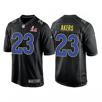 Men's Los Angeles Rams #23 Cam Akers 2022 Black Super Bowl LVI Game Stitched Jersey