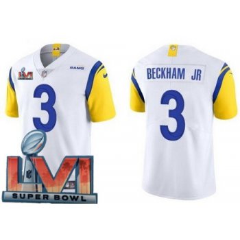 Men's Los Angeles Rams #3 Odell Beckham Jr Limited White Alternate 2022 Super Bowl LVI Bound Vapor Jersey